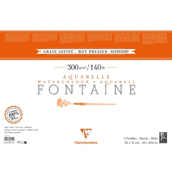Fontaine paquet 5F 56x76cm 300g grain satin&eacute; 2 bords frang&eacute;s