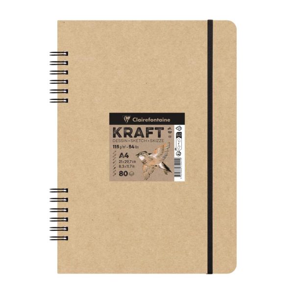 Kraft carnet double spirale 80F A4 115g