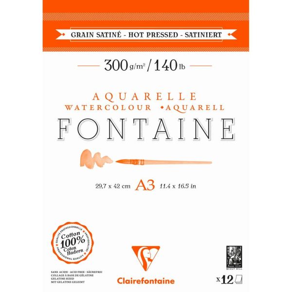 Fontaine bloc coll&eacute; 2 c&ocirc;t&eacute;s 12F A3 300g grain satin&eacute;