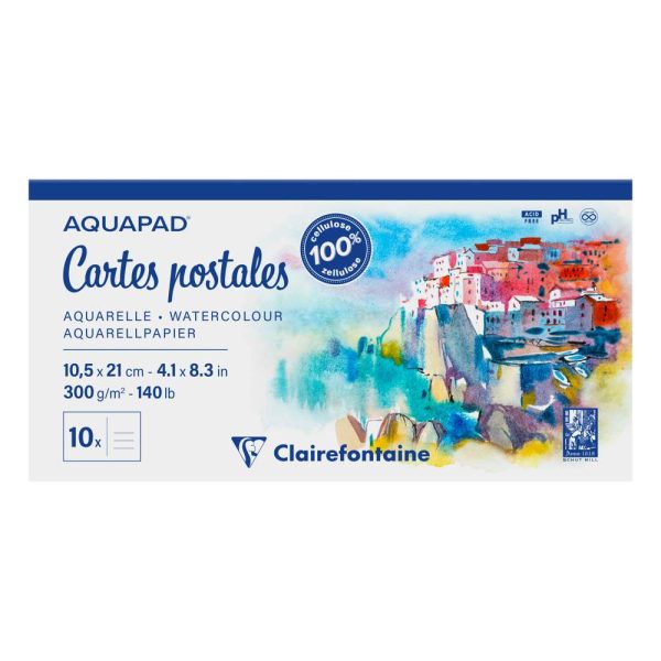 Aquapad Cartes Postales bloc coll&eacute; 10F 10,5x21cm 300g