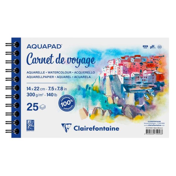 Aquapad Carnet de Voyage album spiral&eacute; 25F 14x22cm 300g