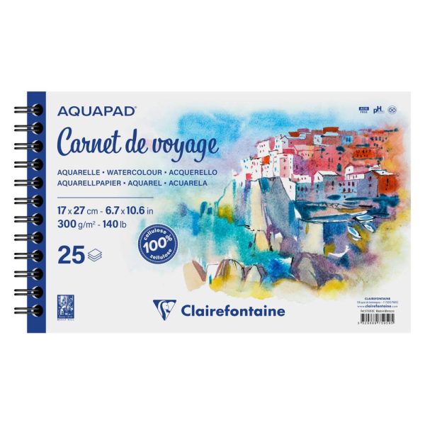 Aquapad Carnet de Voyage album spiral&eacute; 25F 17x27cm 300g