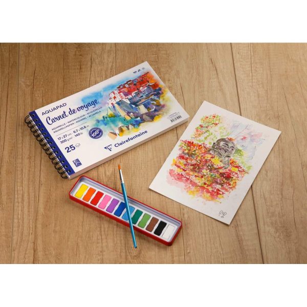 Aquapad Carnet de Voyage album spiral&eacute; 25F 17x27cm 300g