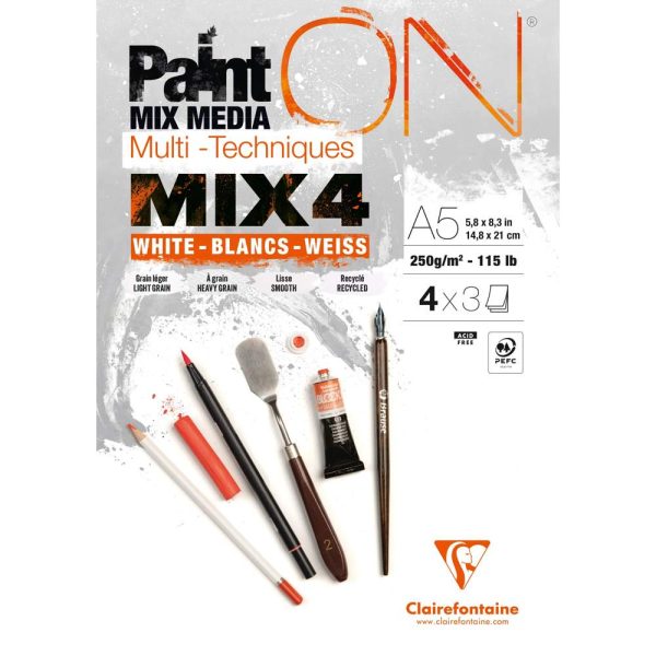PaintON MIX4 bloc coll&eacute; 12F A5 250g assorti 4x3F