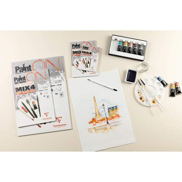 PaintON MIX4 bloc coll&eacute; 12F A5 250g assorti 4x3F