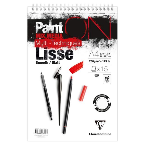 PaintON Lisse bloc spiral&eacute; 15F A4+ 250g