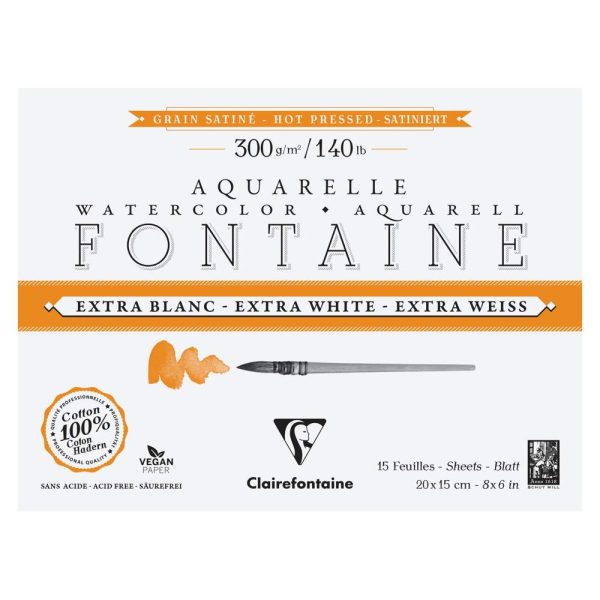Fontaine Extra Blanc Grain Satin&eacute; bloc coll&eacute; 4 c&ocirc;t&eacute;s 15F 15x20cm 300g