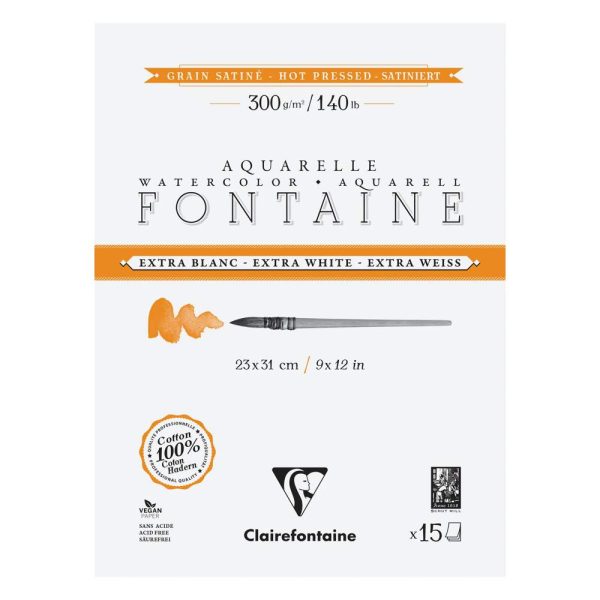 Fontaine Extra Blanc Grain Satin&eacute; bloc coll&eacute; 4 c&ocirc;t&eacute;s 15F 23x31cm 300g