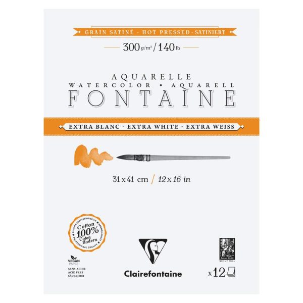 Fontaine Extra Blanc Grain Satin&eacute; bloc coll&eacute; 4 c&ocirc;t&eacute;s 12F 31x41cm 300g