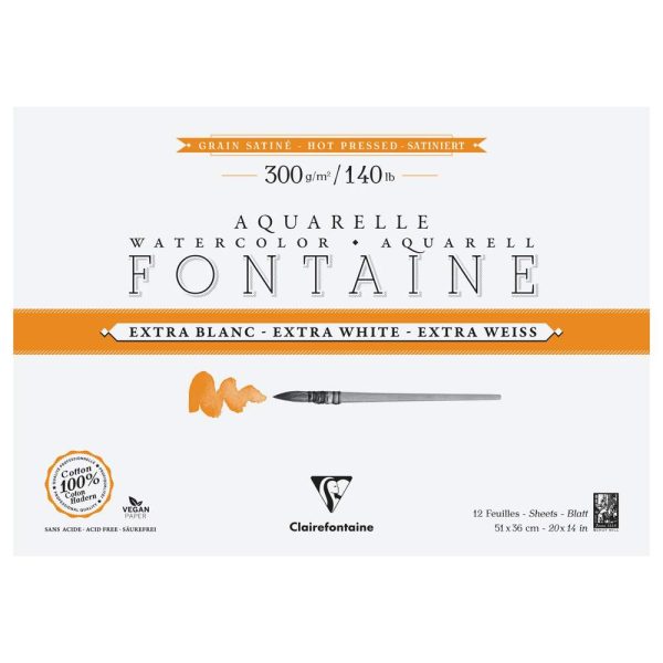 Fontaine Extra Blanc Grain Satin&eacute; bloc coll&eacute; 4 c&ocirc;t&eacute;s 12F 36x51cm 300g