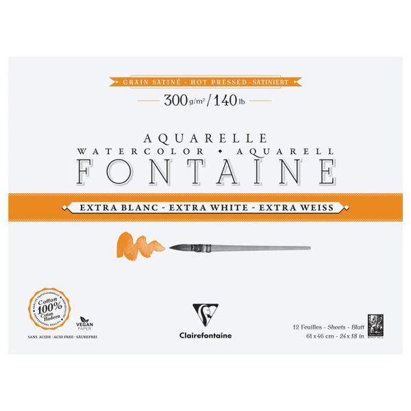 Fontaine Extra Blanc Grain Satin&eacute; bloc coll&eacute; 4 c&ocirc;t&eacute;s 12F 46x61cm 300g