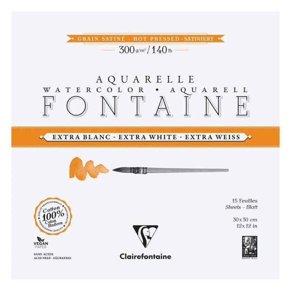 Fontaine Extra Blanc Grain Satin&eacute; bloc coll&eacute; 4 c&ocirc;t&eacute;s 15F 30x30cm 300g