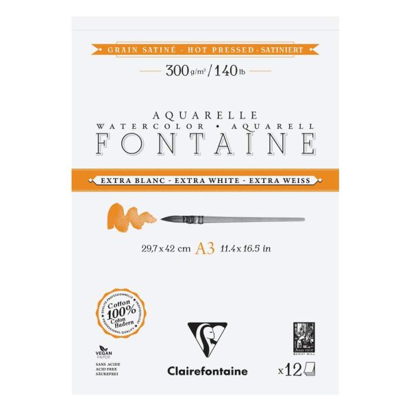 Fontaine Extra Blanc Grain Satin&eacute; bloc coll&eacute; 2 c&ocirc;t&eacute;s 12F A3 300g