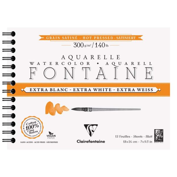Fontaine Extra Blanc Grain Satin&eacute; album spiral&eacute; 12F 18x24cm 300g