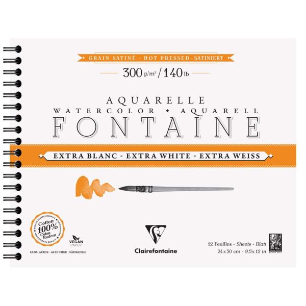 Fontaine Extra Blanc Grain Satin&eacute; album spiral&eacute; 12F 24x30cm 300g