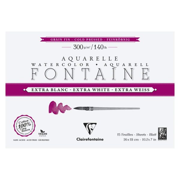 Fontaine Extra Blanc Grain Fin bloc coll&eacute; 4 c&ocirc;t&eacute;s 15F 18x26cm 300g