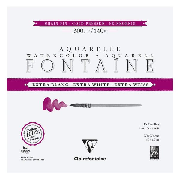 Fontaine Extra Blanc Grain Fin bloc coll&eacute; 4 c&ocirc;t&eacute;s 15F 30x30cm 300g