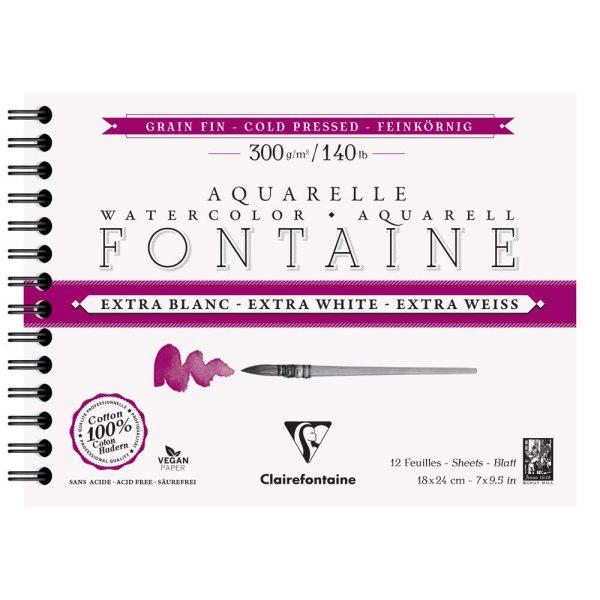 Fontaine Extra Blanc Grain Fin album spiral&eacute; 12F 18x24cm 300g