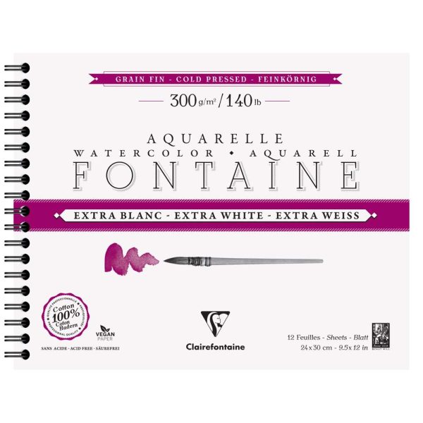 Fontaine Extra Blanc Grain Fin album spiral&eacute; 12F 24x30cm 300g