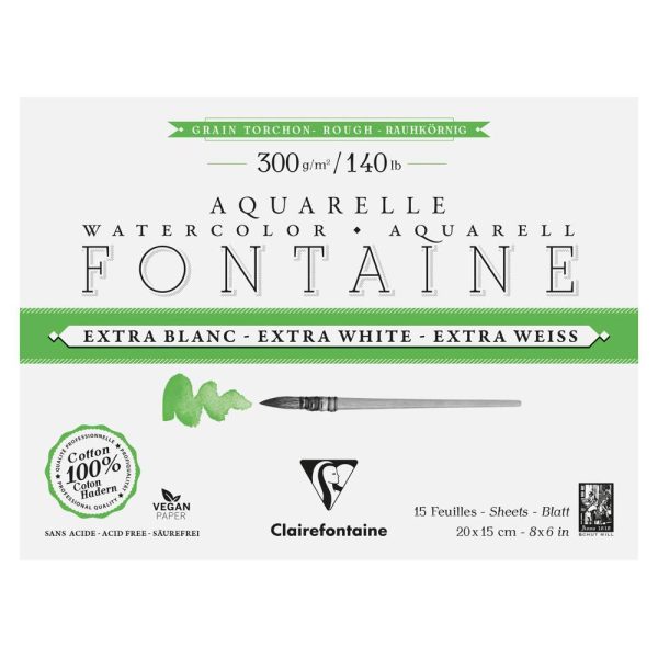 Fontaine Extra Blanc Grain Torchon bloc coll&eacute; 4 c&ocirc;t&eacute;s 15F 15x20cm 300g