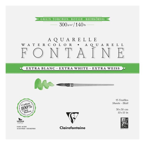 Fontaine Extra Blanc Grain Torchon bloc coll&eacute; 4 c&ocirc;t&eacute;s 15F 30x30cm 300g