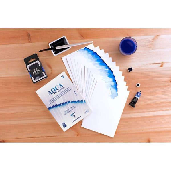 Aqua Essentials bloc coll&eacute; 12 papiers aquarelle assortis 24x30cm 12F 200g-300g