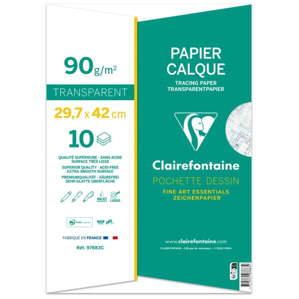 Papier Calque pochette 10F A3 90/95g