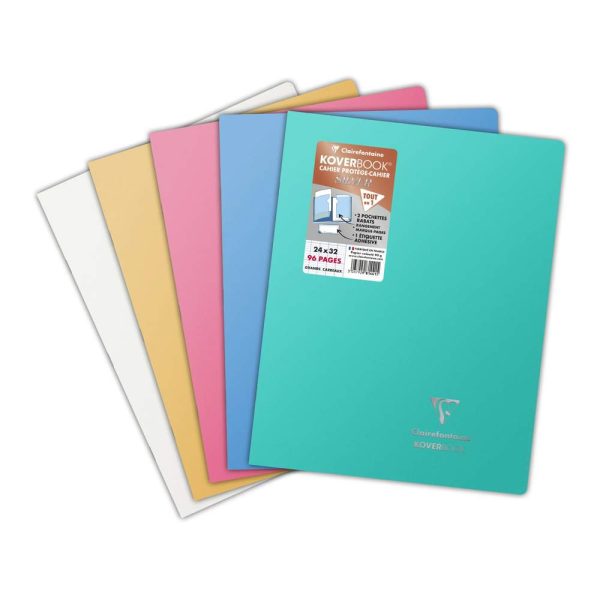 Cahier piqu&eacute; Koverbook Silver 24&times;32 cm 96 pages grands carreaux couverture polypropyl&egrave;ne opaque