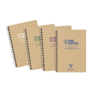 Carnet recycl&eacute; reliure int&eacute;grale Uninotes A5 160 pages d&eacute;tachables petits carreaux couverture kraft