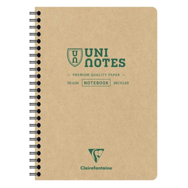 Carnet recycl&eacute; reliure int&eacute;grale Uninotes A5 160 pages d&eacute;tachables petits carreaux couverture kraft