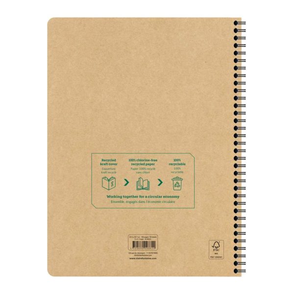 Project book Uninotes carnet recycl&eacute; reliure int&eacute;grale A4+ 160 pages d&eacute;tachables perfor&eacute; 4 trous petits carreaux + 3 intercalaires