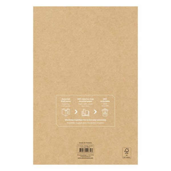 Bloc r&eacute;cycl&eacute; agraf&eacute; en-t&ecirc;te Uninotes A4+ 140 pages d&eacute;tachables perfor&eacute; 4 trous petits carreaux