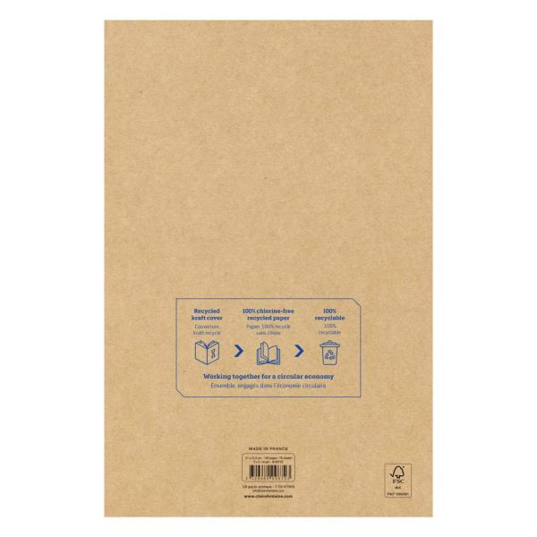 Bloc r&eacute;cycl&eacute; agraf&eacute; en-t&ecirc;te Uninotes A4+ 140 pages d&eacute;tachables perfor&eacute; 4 trous petits carreaux