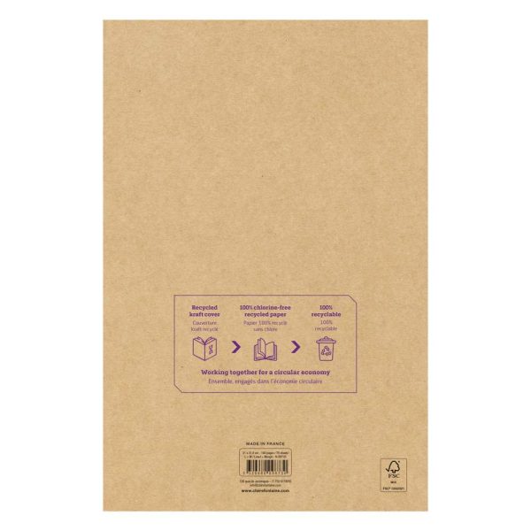 Bloc r&eacute;cycl&eacute; agraf&eacute; en-t&ecirc;te Uninotes A4+ 140 pages d&eacute;tachables perfor&eacute; 4 trous lign&eacute; + marge