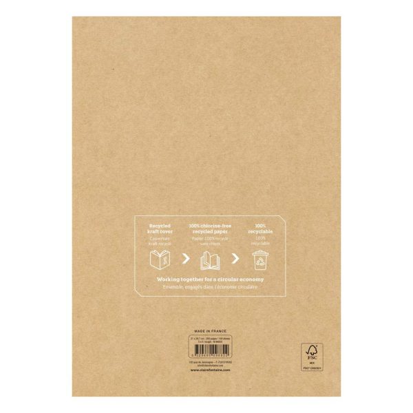 Bloc de cours recycl&eacute; encoll&eacute; grand c&ocirc;t&eacute; Uninotes A4 200 pages d&eacute;tachables perfor&eacute; 4 trous petits carreaux