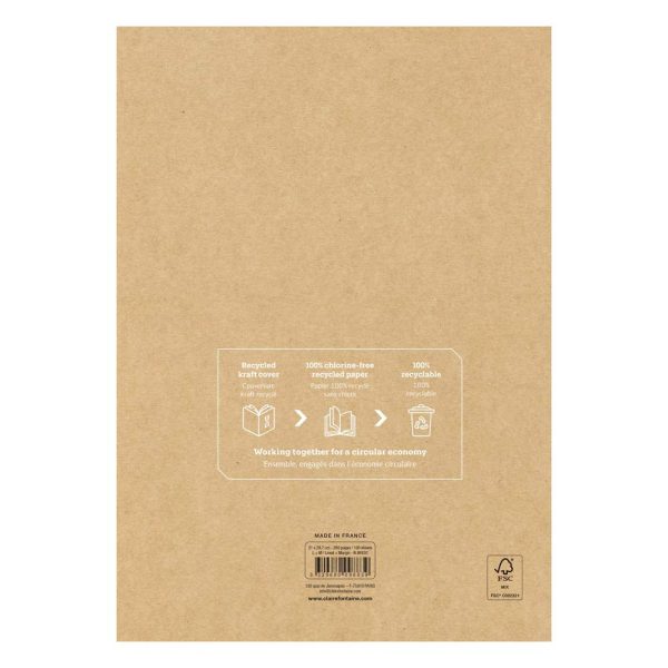 Bloc de cours recycl&eacute; encoll&eacute; grand c&ocirc;t&eacute; Uninotes A4 200 pages d&eacute;tachables perfor&eacute; 4 trous lign&eacute; + marge