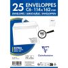 Paquet de 25 Enveloppes Blanches C6-114x162mm - Auto-Adh&eacute;sives - 90g/m2