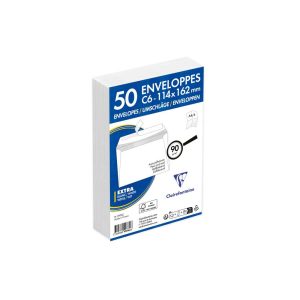 Paquet de 50 Enveloppes Blanches C6-114x162mm - Auto-Adh&eacute;sives - 90g/m2
